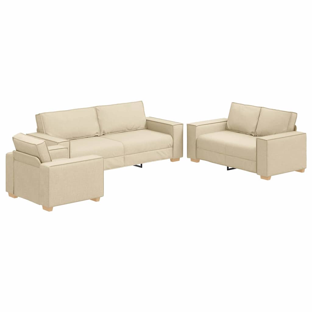 Kanapé 3 pcs Krém 220 x 80 x 84 cm Lábbal kevert anyag