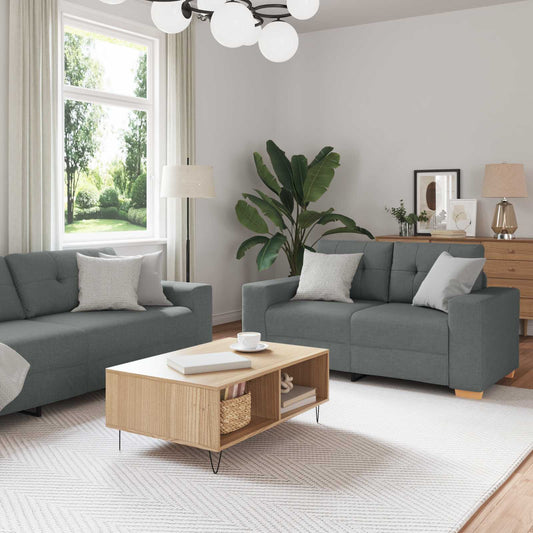 Kanapé 3 pcs Sötétszürke 221 x 80 x 80 cm Lábbal kevert anyag