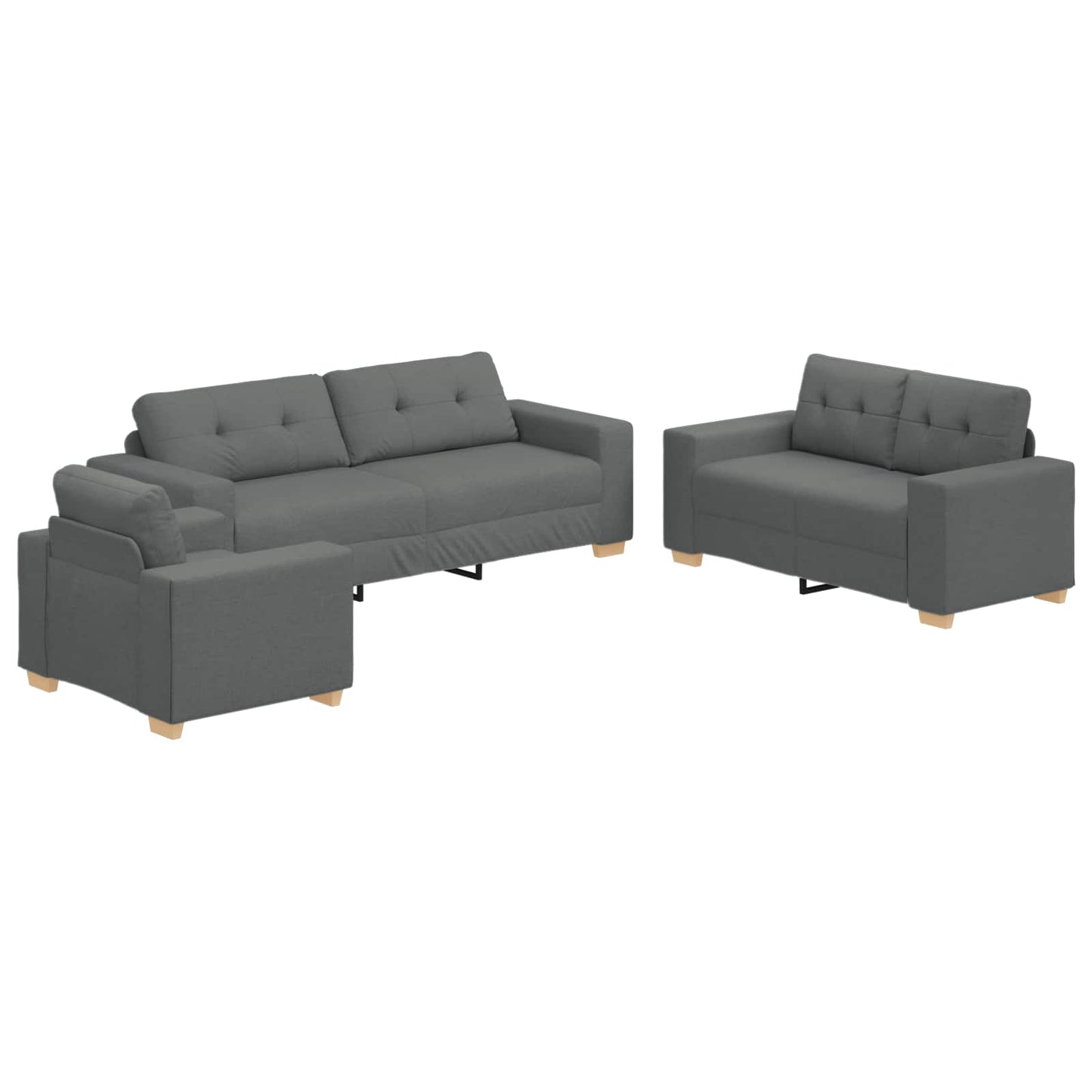 Kanapé 3 pcs Sötétszürke 221 x 80 x 80 cm Lábbal kevert anyag