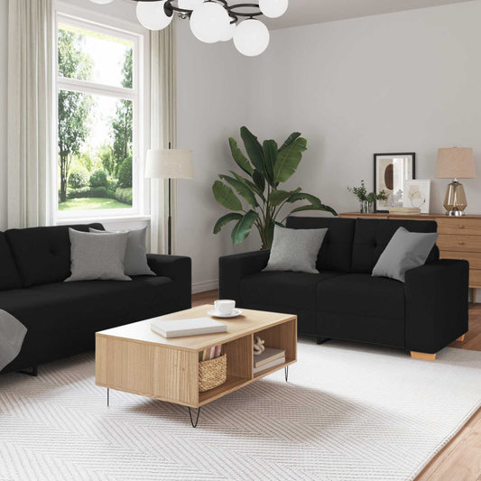 Kanapé 3 pcs Fekete 221 x 80 x 80 cm Lábbal kevert anyag