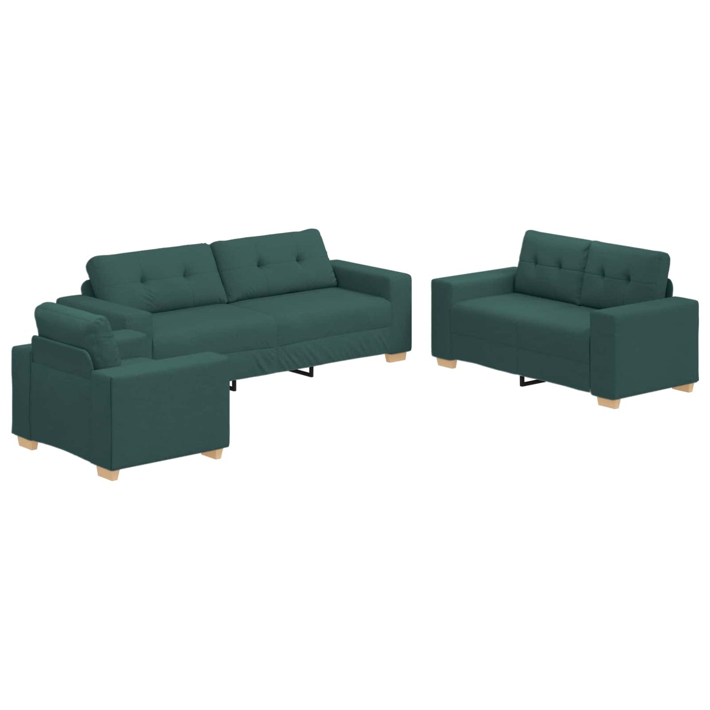Kanapé 3 pcs Sötétzöld 221 x 80 x 80 cm Lábbal kevert anyag