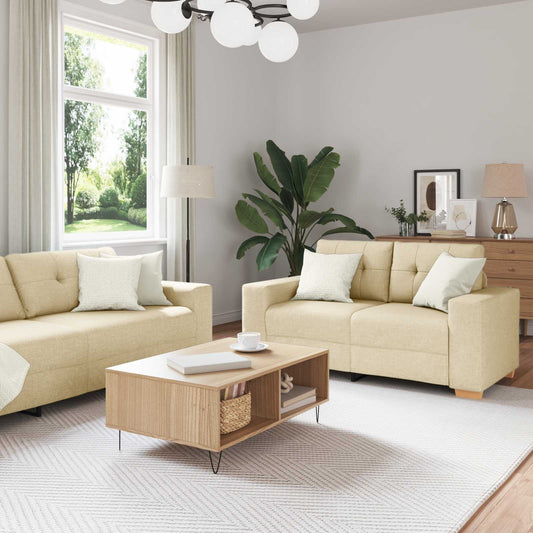 Kanapé 3 pcs Krém 221 x 80 x 80 cm Lábbal kevert anyag
