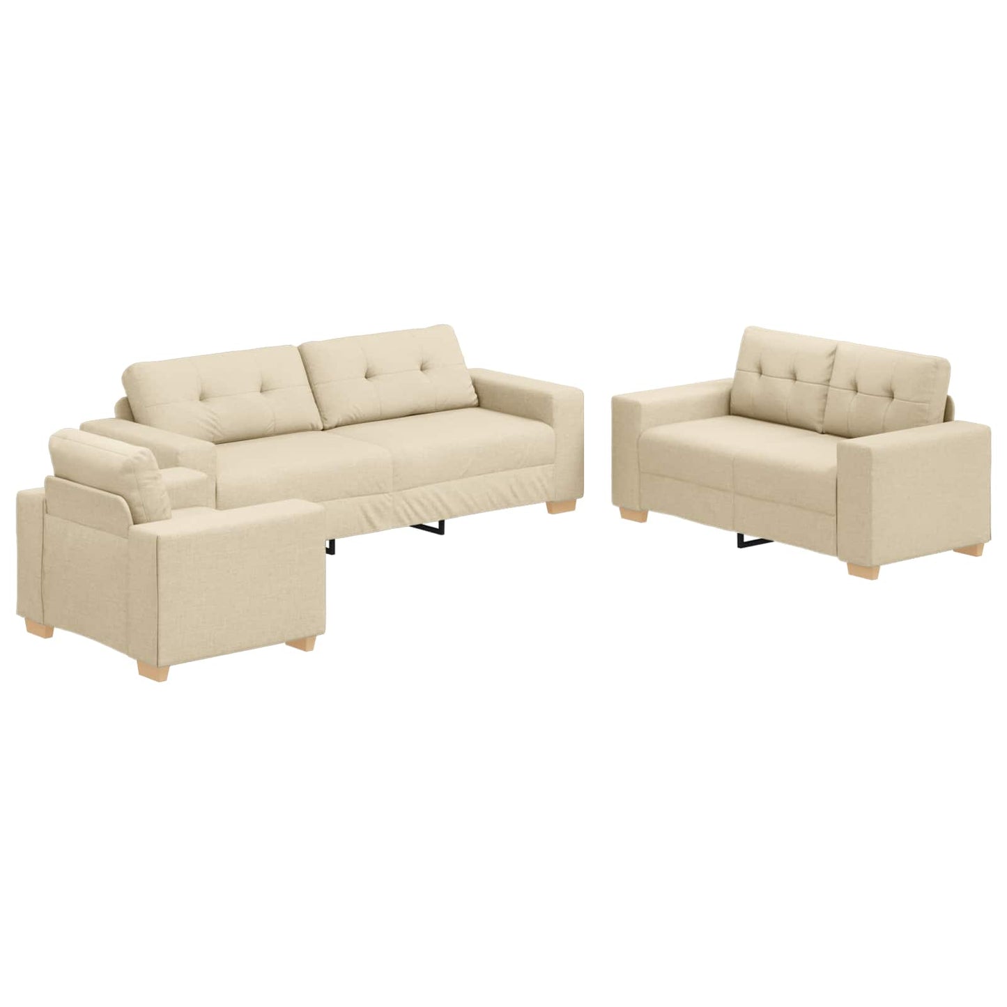 Kanapé 3 pcs Krém 221 x 80 x 80 cm Lábbal kevert anyag