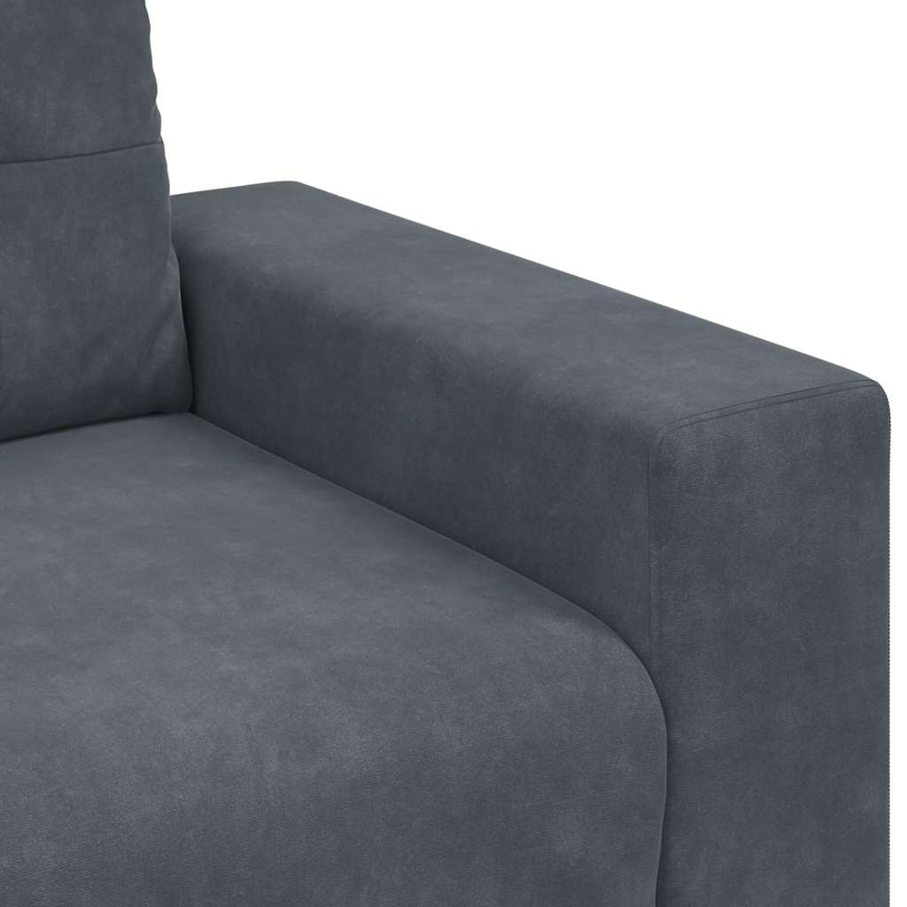 Kanapé Szett 3 pcs Sötétszürke 221 x 80 x 80 cm Bársony