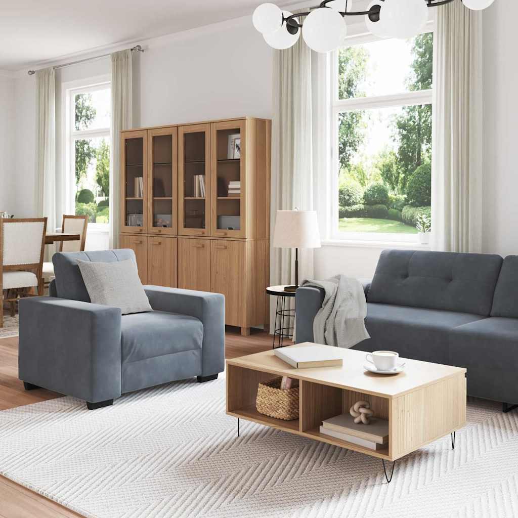 Kanapé Szett 3 pcs Sötétszürke 221 x 80 x 80 cm Bársony
