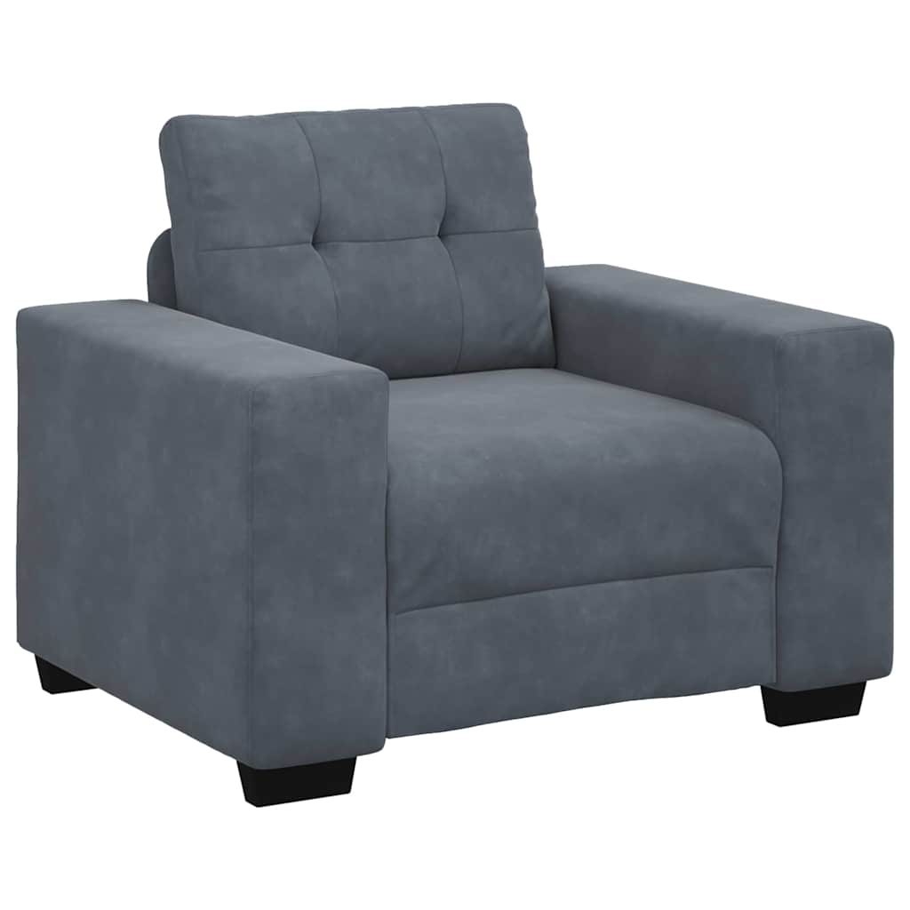 Kanapé Szett 3 pcs Sötétszürke 221 x 80 x 80 cm Bársony