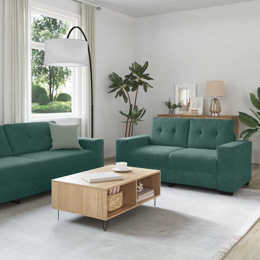 Kanapé Szett 3 pcs Sötétzöld 221 x 80 x 80 cm Bársony
