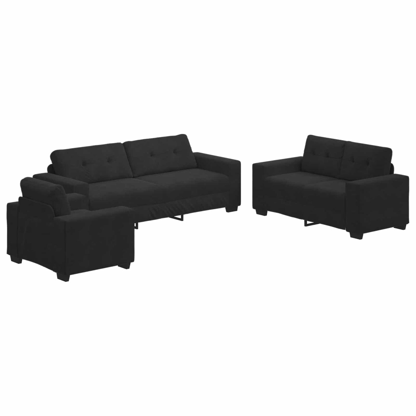Kanapé Szett 3 pcs Fekete 221 x 80 x 80 cm Bársony