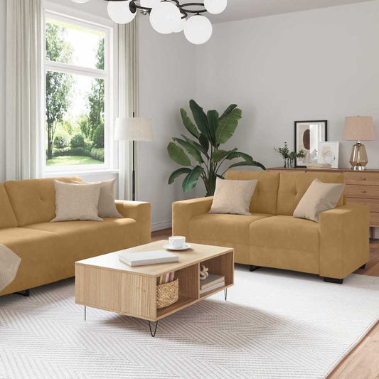 Kanapé Szett 3 pcs Barna 221 x 80 x 80 cm Bársony