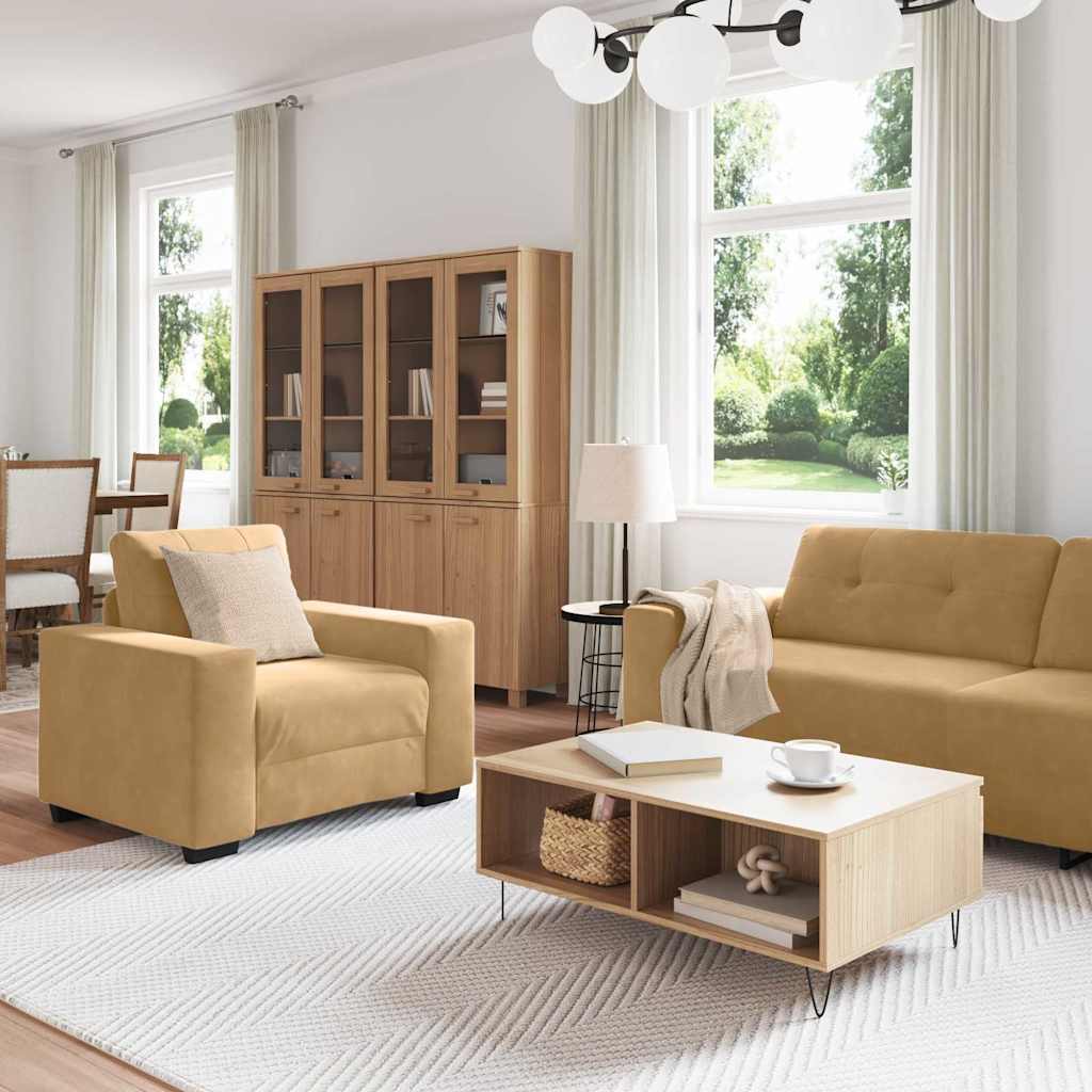 Kanapé Szett 3 pcs Barna 221 x 80 x 80 cm Bársony