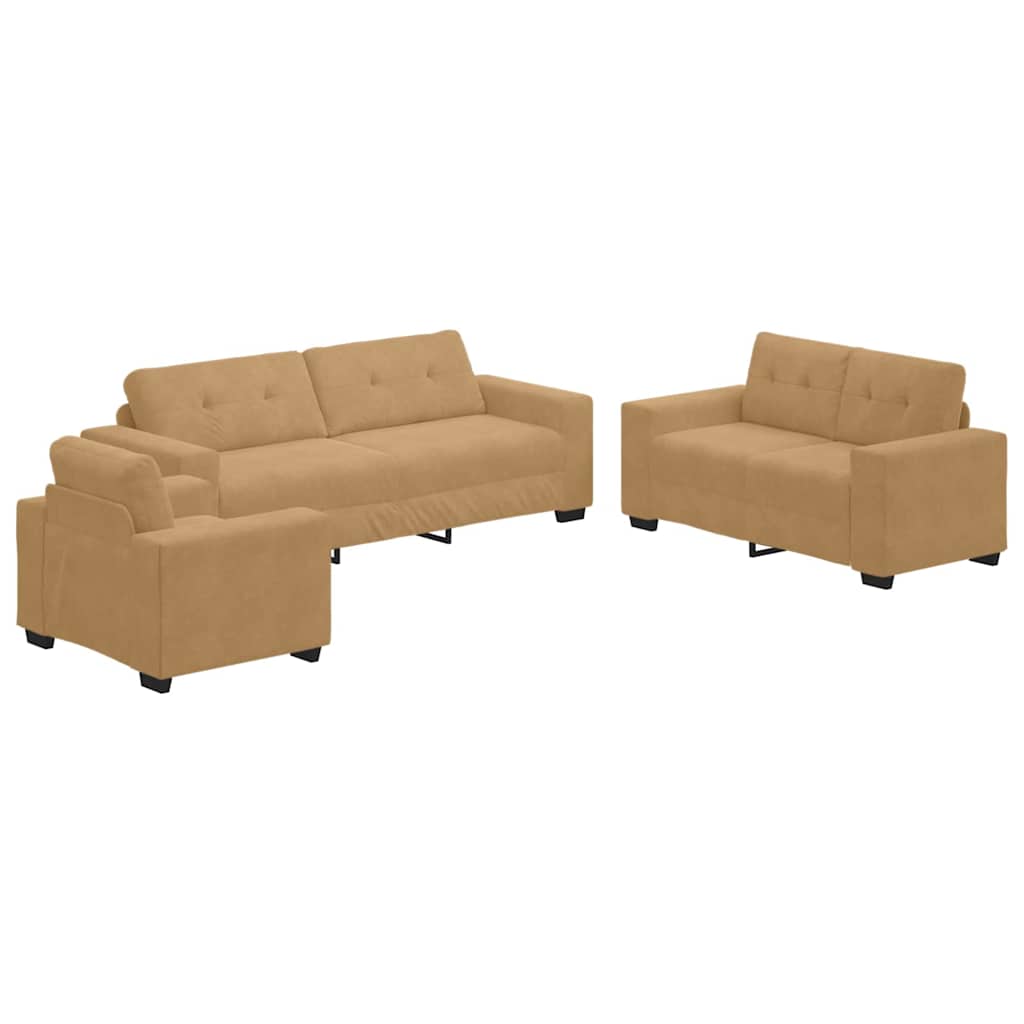 Kanapé Szett 3 pcs Barna 221 x 80 x 80 cm Bársony