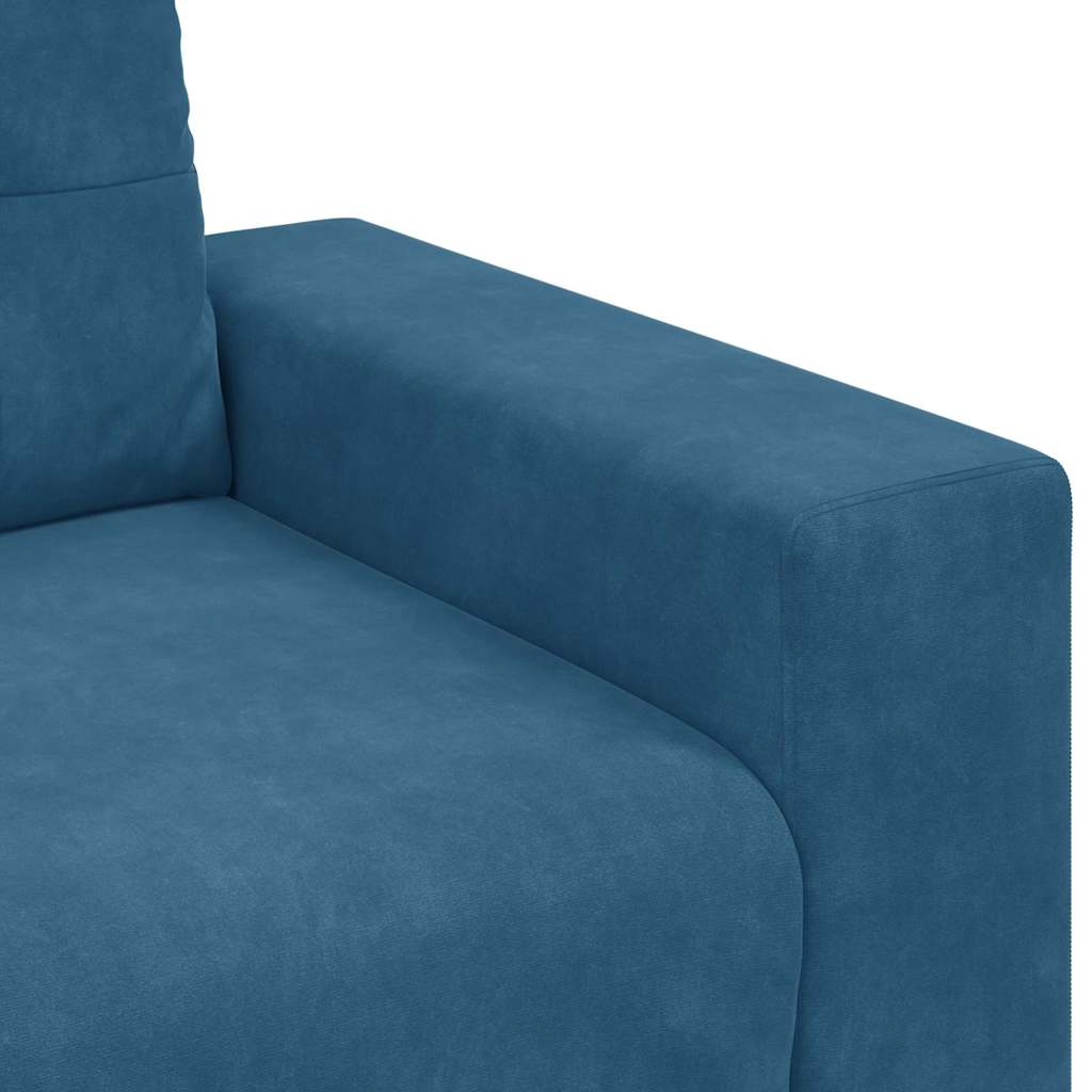 Kanapé Szett 3 pcs Kék 221 x 80 x 80 cm Bársony
