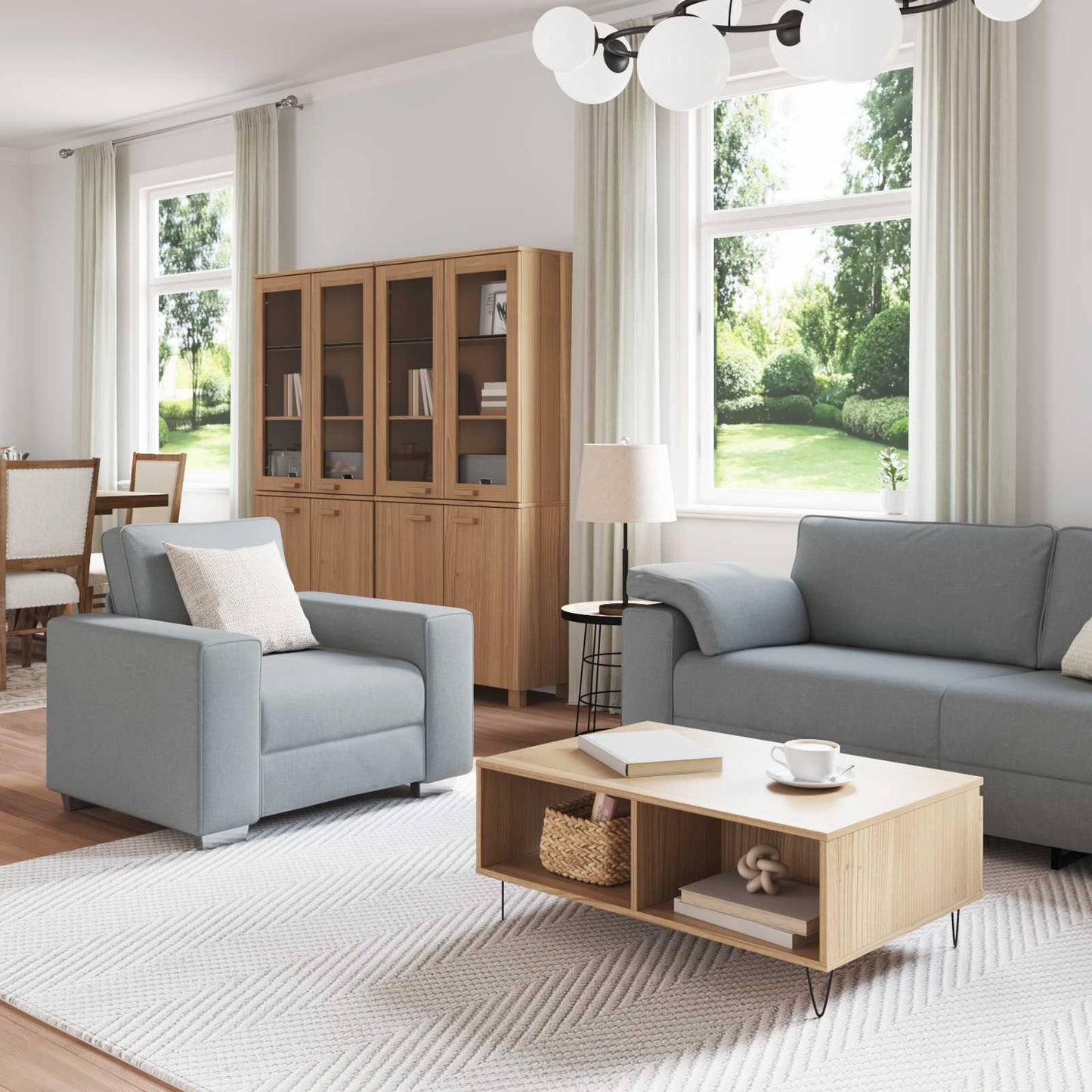 Kanapé 3 pcs Világosszürke 219 x 80 x 82 cm Lábbal kevert anyag