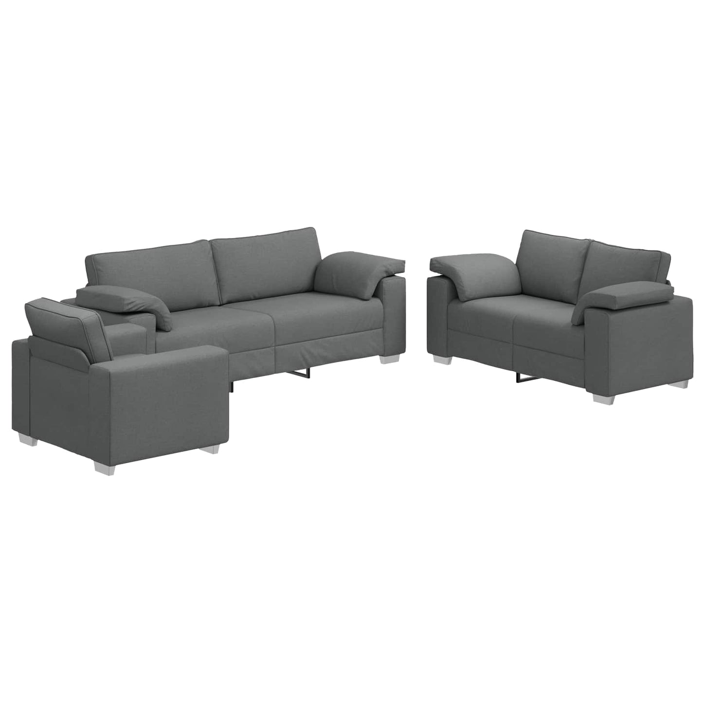 Kanapé 3 pcs Sötétszürke 219 x 80 x 82 cm Lábbal kevert anyag