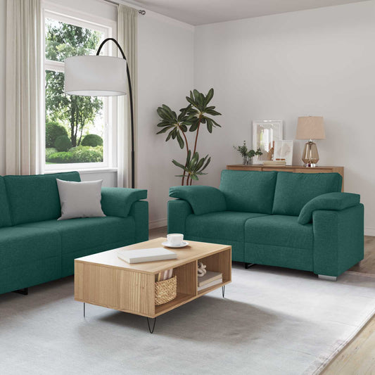 Kanapé 3 pcs Sötétzöld 219 x 80 x 82 cm Lábbal kevert anyag
