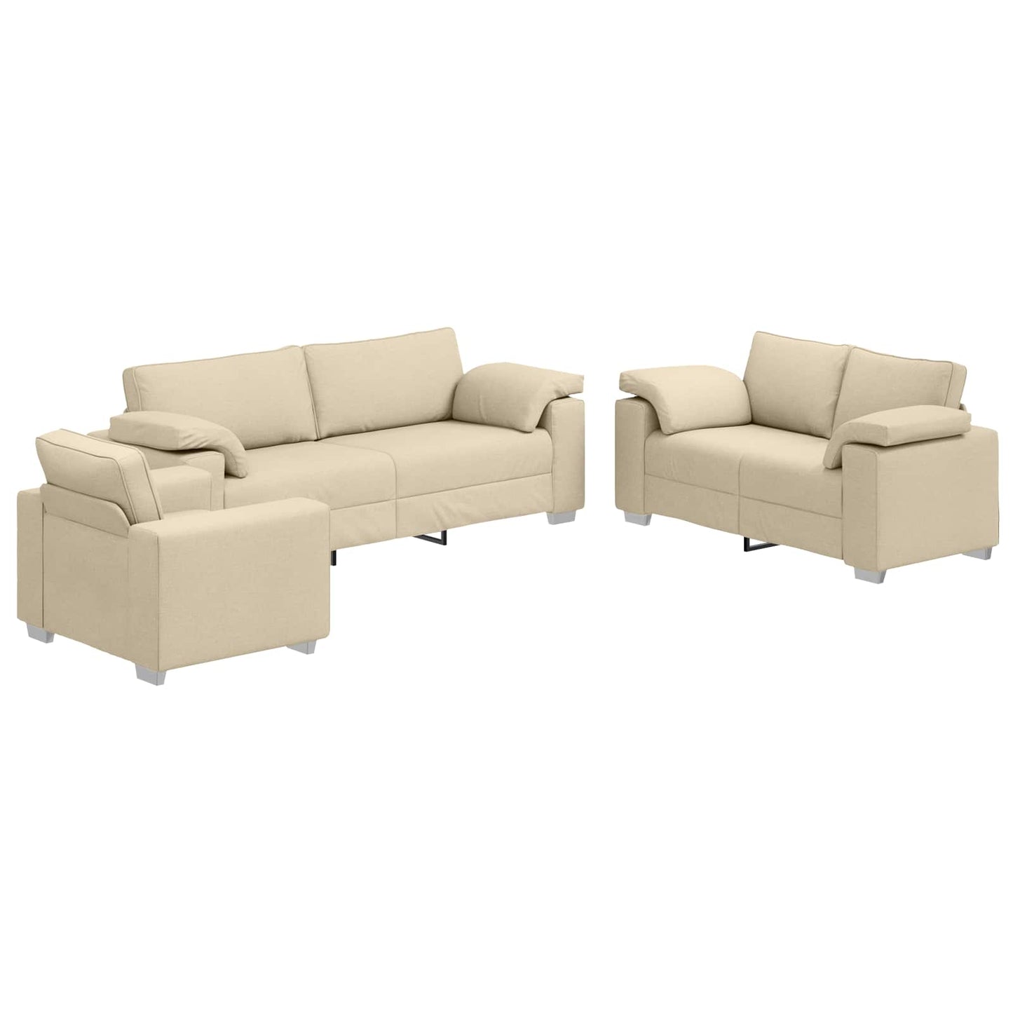 Kanapé 3 pcs Krém 219 x 80 x 82 cm Lábbal kevert anyag