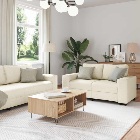 Kanapé 2 pcs Bézs 221 x 80 x 82 cm Lábbal kevert anyag