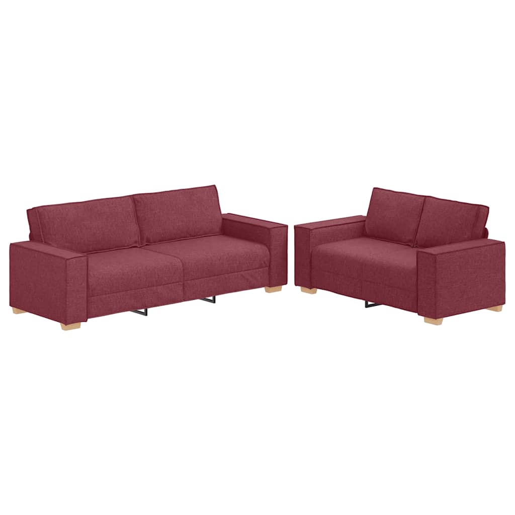 2 részes bordó szövet ülőgarnitúra párnákkal