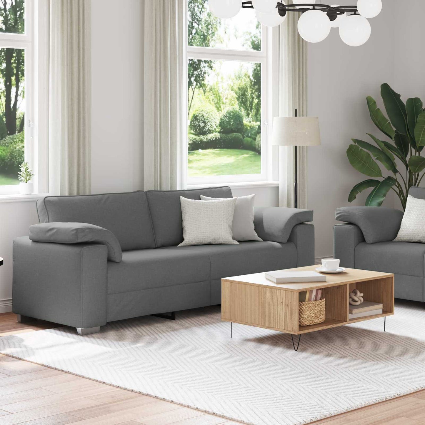 Kanapé 2 pcs Sötétszürke 219 x 80 x 82 cm szövet