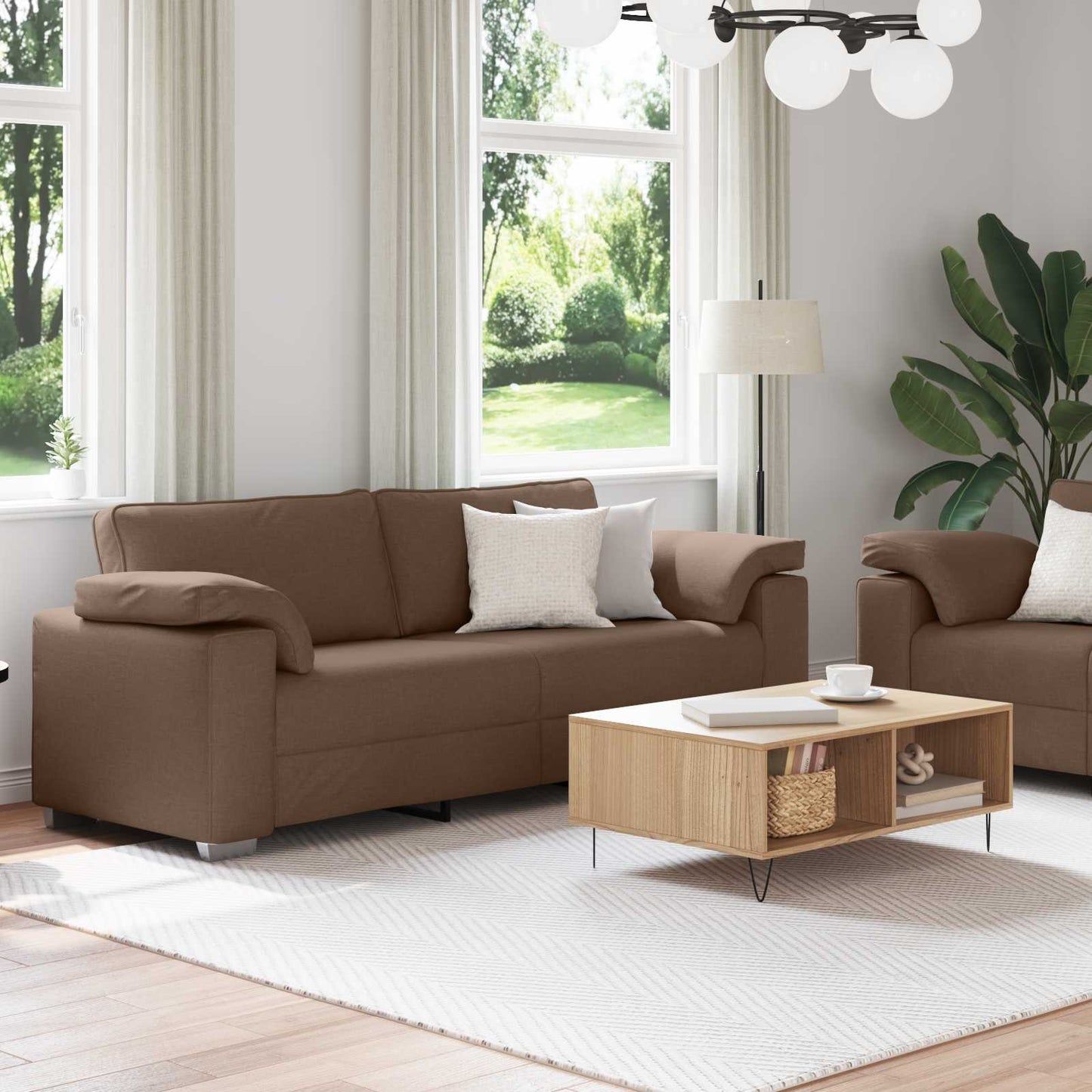 Kanapé 2 pcs Barna 219 x 80 x 82 cm szövet