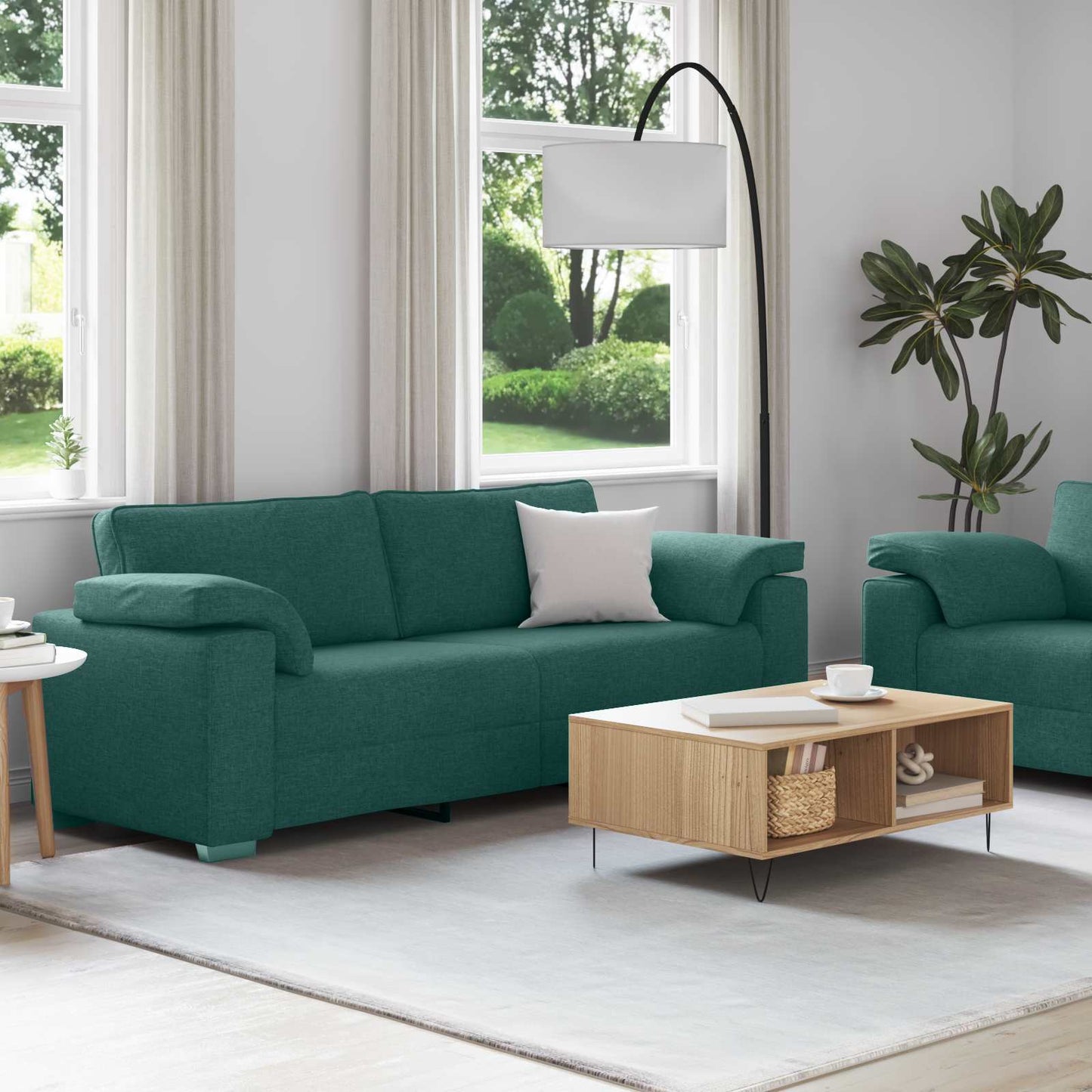Kanapé 2 pcs Sötétzöld 219 x 80 x 82 cm szövet
