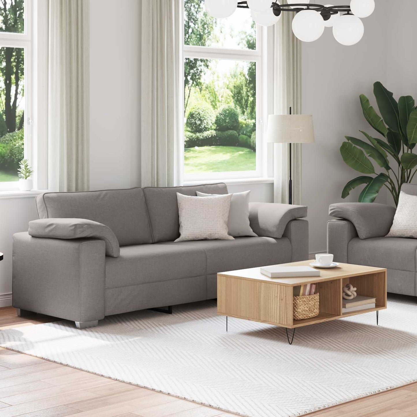 Kanapé 2 pcs Tópszínű 219 x 80 x 82 cm szövet