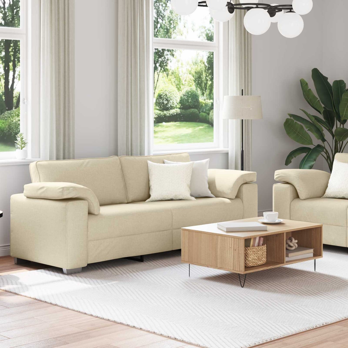 Kanapé 2 pcs Krém 219 x 80 x 82 cm szövet