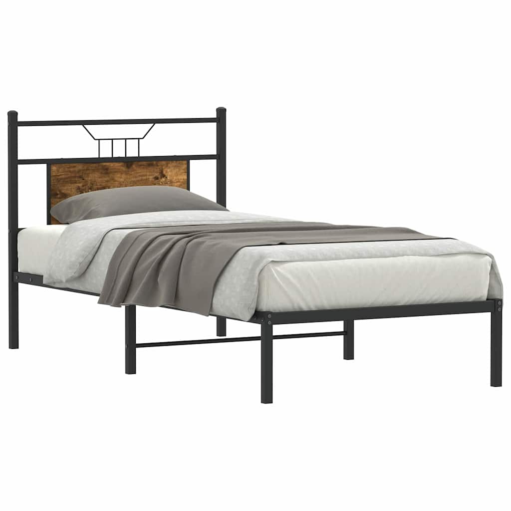 füstös tölgy színű szerelt fa ágykeret matrac nélkül 75x190 cm