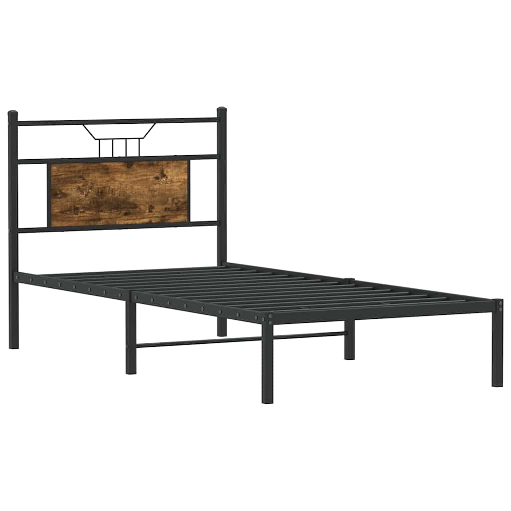 füstös tölgy színű szerelt fa ágykeret matrac nélkül 75x190 cm
