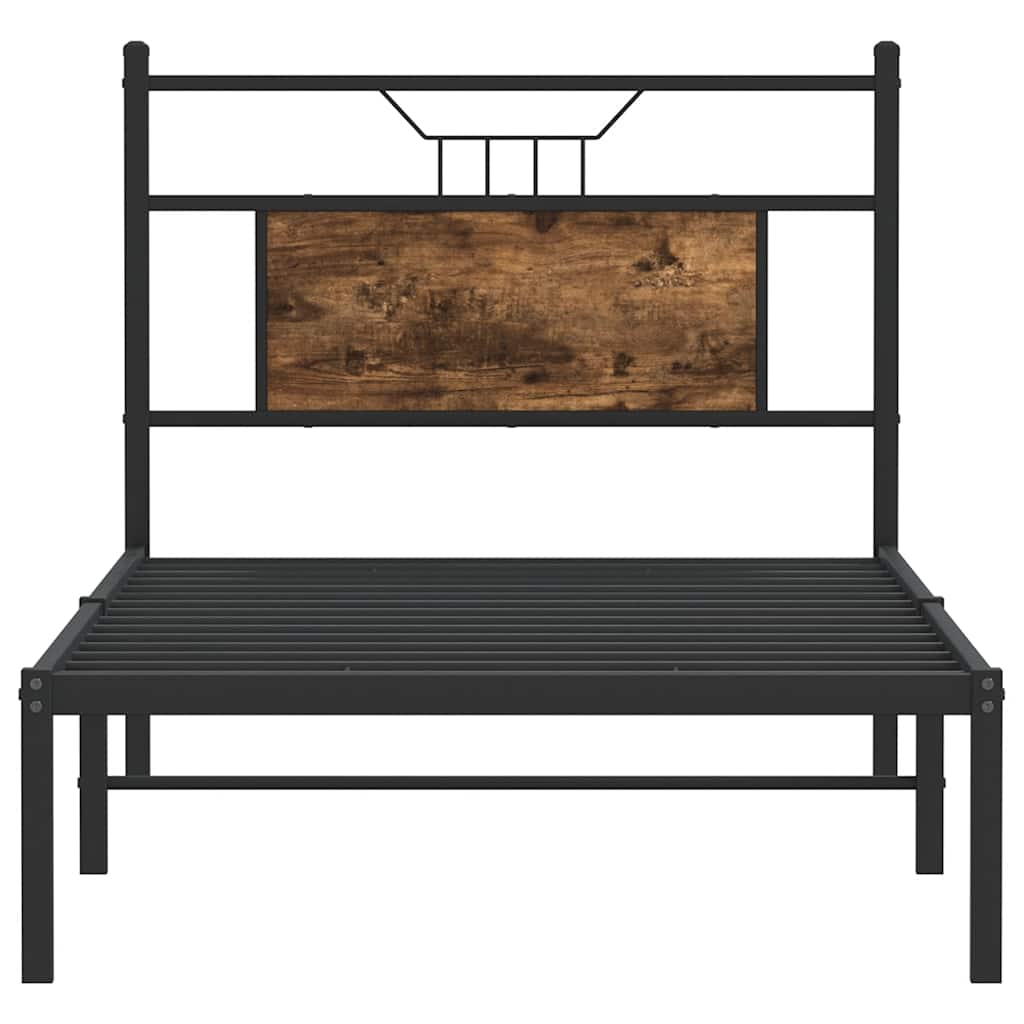 füstös tölgy színű szerelt fa ágykeret matrac nélkül 75x190 cm