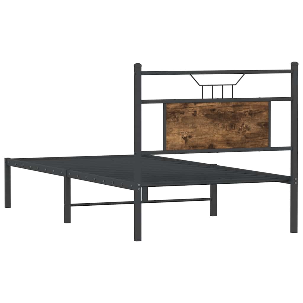 füstös tölgy színű szerelt fa ágykeret matrac nélkül 75x190 cm