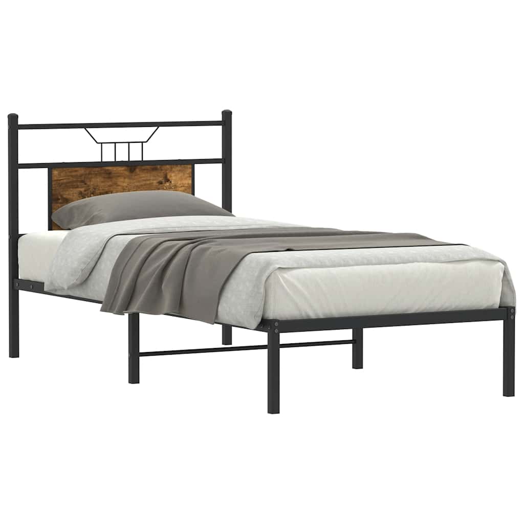 füstös tölgy színű szerelt fa ágykeret matrac nélkül 80x200 cm