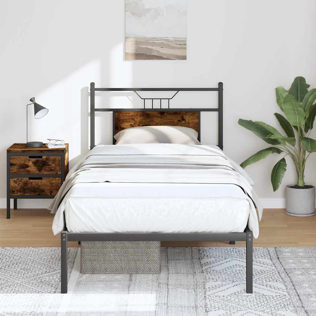 füstös tölgy színű szerelt fa ágykeret matrac nélkül 80x200 cm