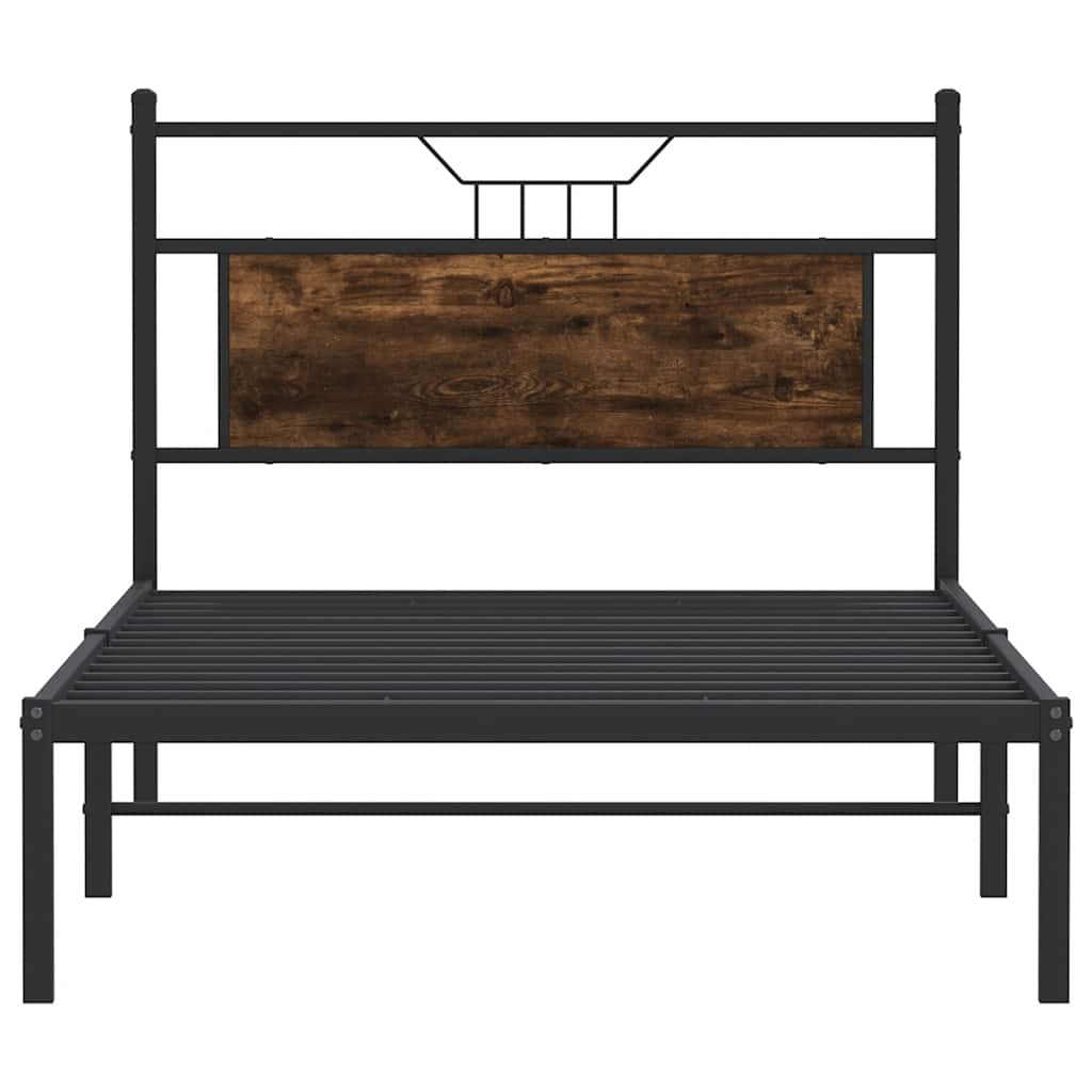 füstös tölgy színű szerelt fa ágykeret matrac nélkül 90x190 cm