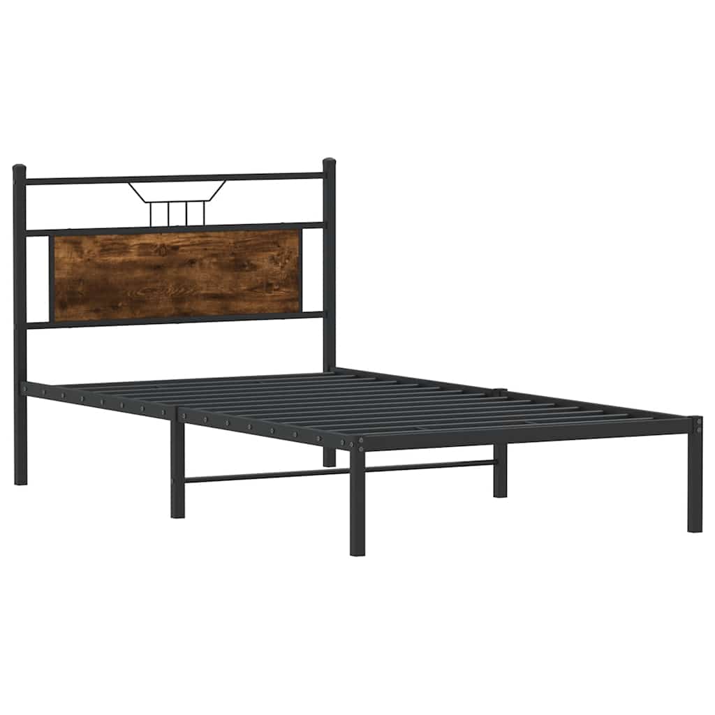 füstös tölgy színű szerelt fa ágykeret matrac nélkül 100x200 cm