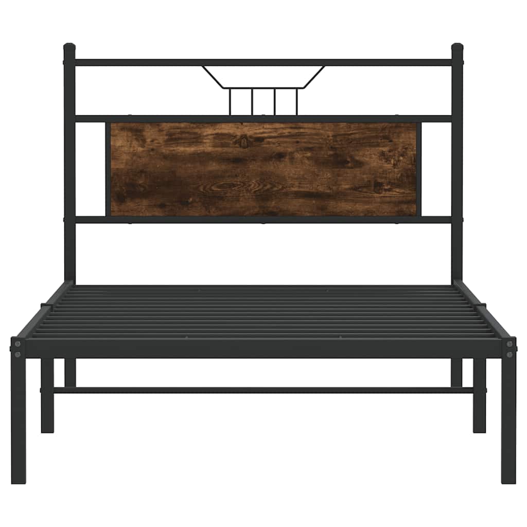 füstös tölgy színű szerelt fa ágykeret matrac nélkül 100x200 cm