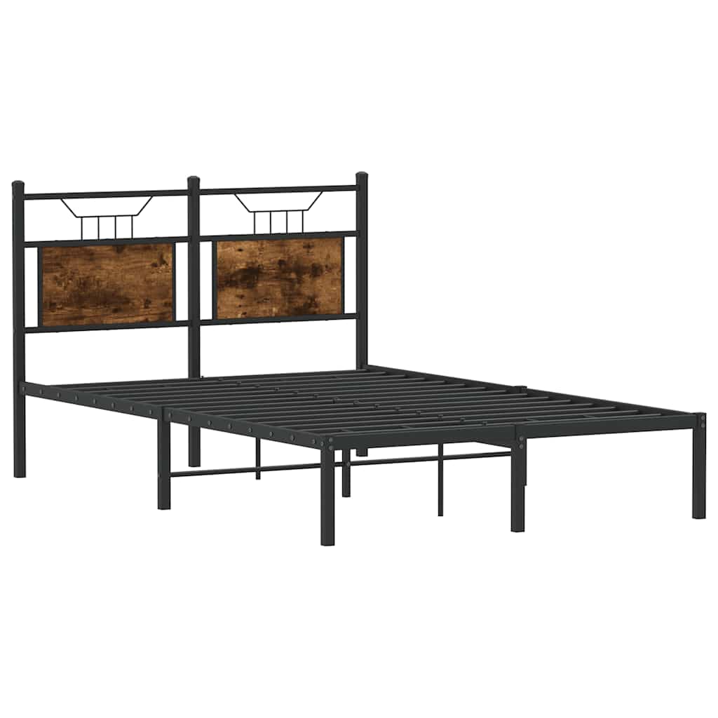füstös tölgy színű szerelt fa ágykeret matrac nélkül 120x190 cm
