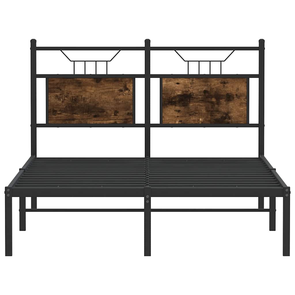 füstös tölgy színű szerelt fa ágykeret matrac nélkül 120x190 cm