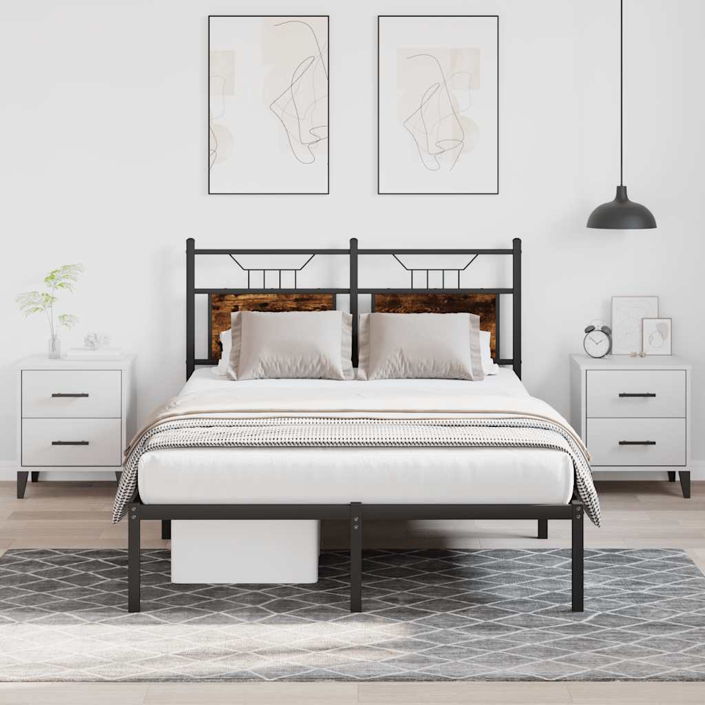 füstös tölgy színű szerelt fa ágykeret matrac nélkül 120x190 cm