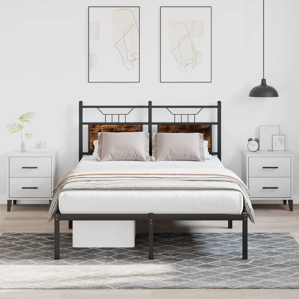 füstös tölgy színű szerelt fa ágykeret matrac nélkül 120x200 cm