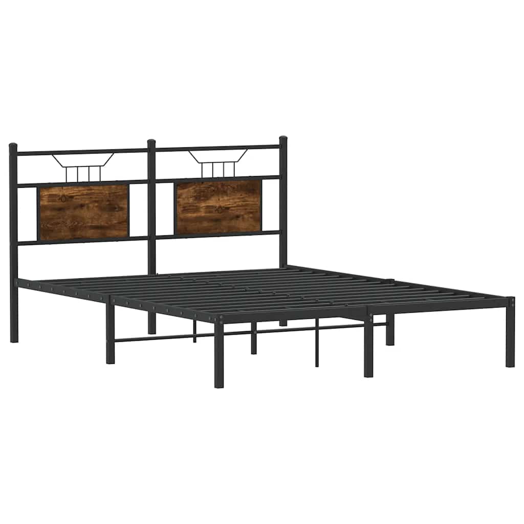 füstös tölgy színű szerelt fa ágykeret matrac nélkül 137x190 cm