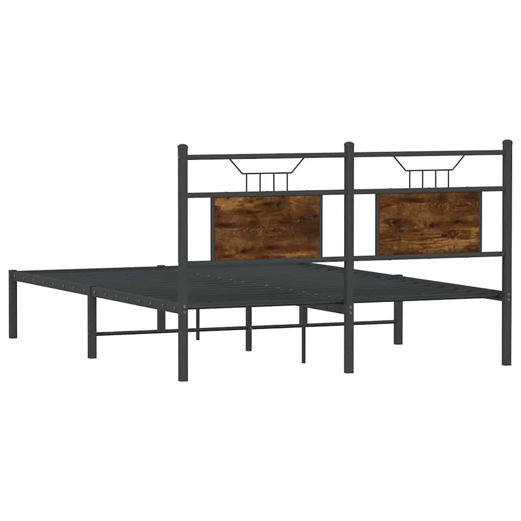 füstös tölgy színű szerelt fa ágykeret matrac nélkül 137x190 cm