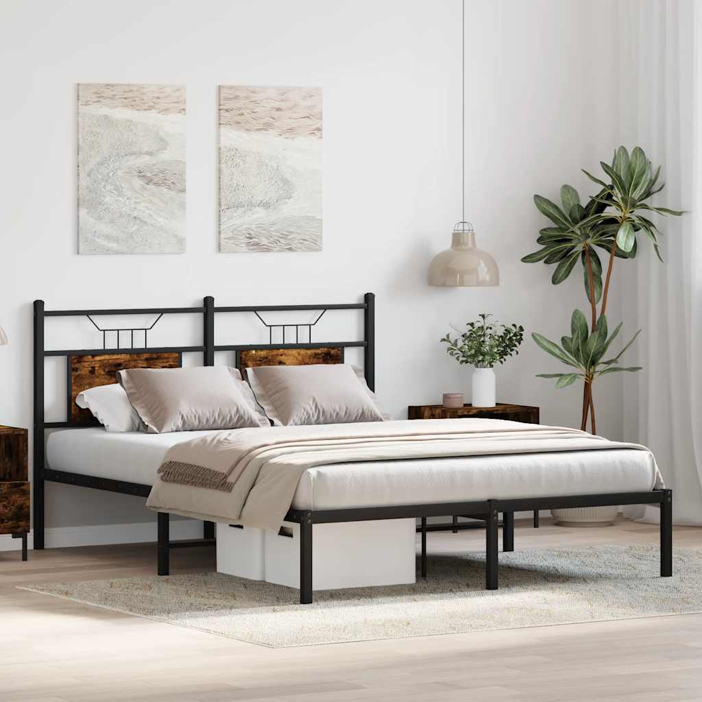 füstös tölgy színű szerelt fa ágykeret matrac nélkül 140x190 cm