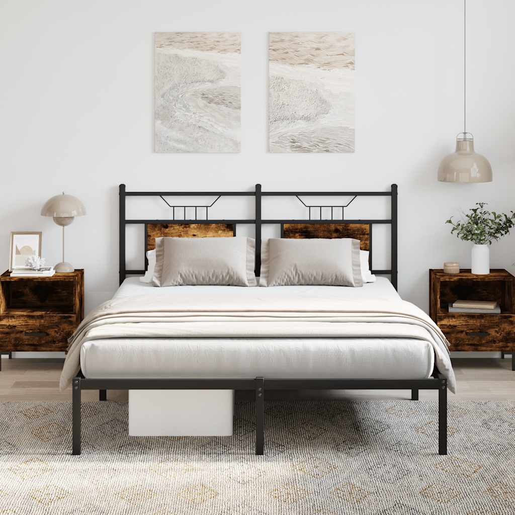 füstös tölgy színű szerelt fa ágykeret matrac nélkül 140x190 cm