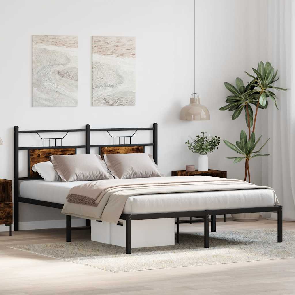 füstös tölgy színű szerelt fa ágykeret matrac nélkül 150x200 cm