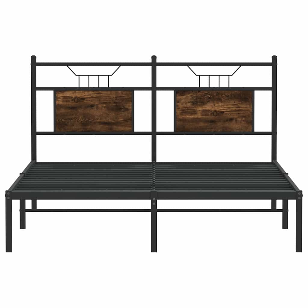 füstös tölgy színű szerelt fa ágykeret matrac nélkül 150x200 cm