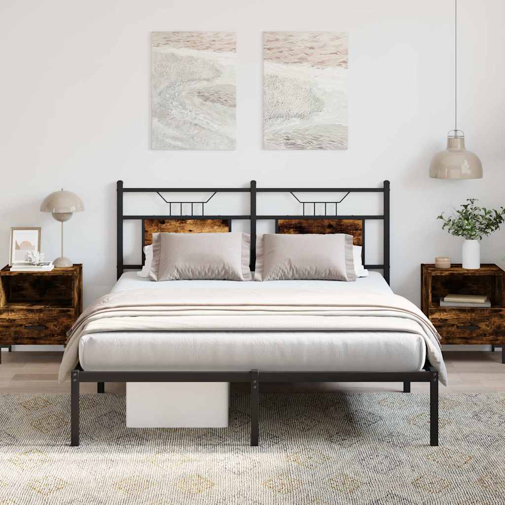 füstös tölgy színű szerelt fa ágykeret matrac nélkül 150x200 cm