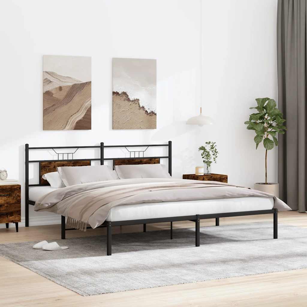 füstös tölgy színű szerelt fa ágykeret matrac nélkül 160x200 cm