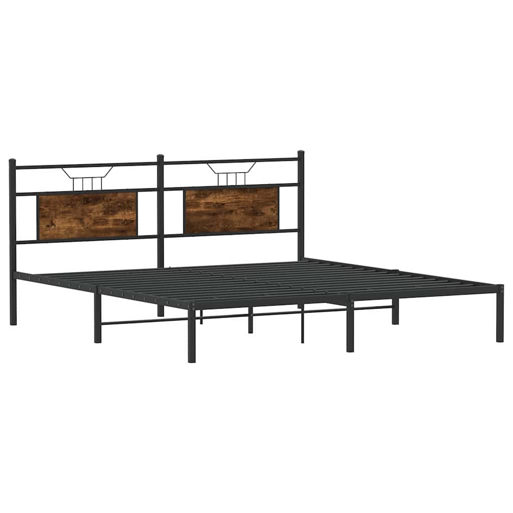 füstös tölgy színű szerelt fa ágykeret matrac nélkül 160x200 cm