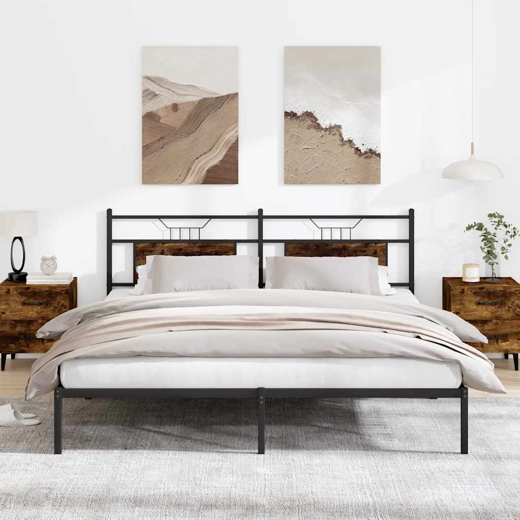 füstös tölgy színű szerelt fa ágykeret matrac nélkül 160x200 cm